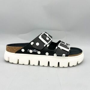 Birkenstock Papillio Womens 9 Arizona Platform Sandals Black White Polka Dot